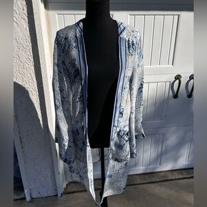 Benares Blue and White Kimono Cardigan